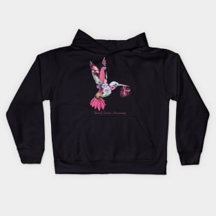 Breast Cancer Awareness Humming Bird Flowers Ribbon Kids Hoodie